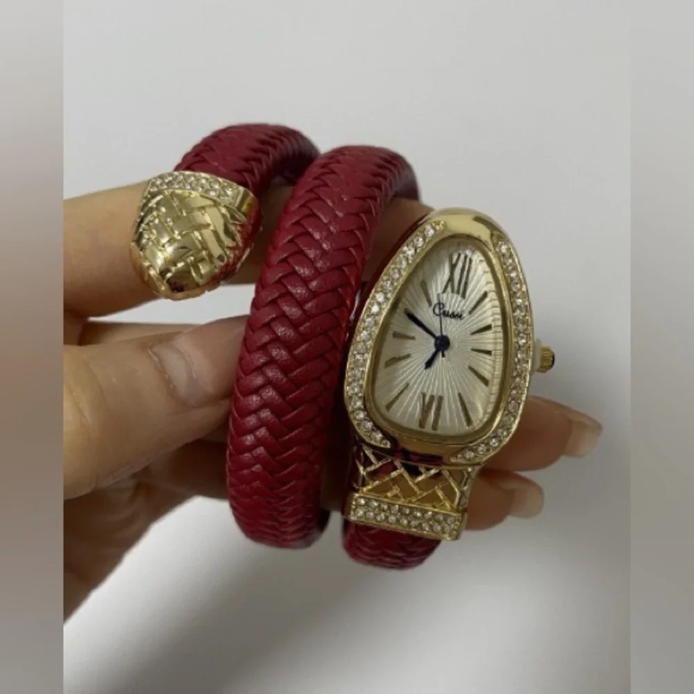Elegant Serpenti Wrap Bracelet Watch – Red & Gold Tone ✨ - Picture 14 of 14